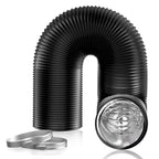 Hon&Guan 5 Inch Air Duct - 16 FT Long,Fits Compatible 5-Inch Vent Openings Only, Black Vent Hose with 2 Clamps for Ventilation Systems