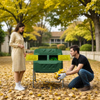 Saicool 43 Gallon Large Dual Chamber Composting Tumbler Outdoor Garden Rotating Compost Bin Tumbling Composter with Sliding Door, Green