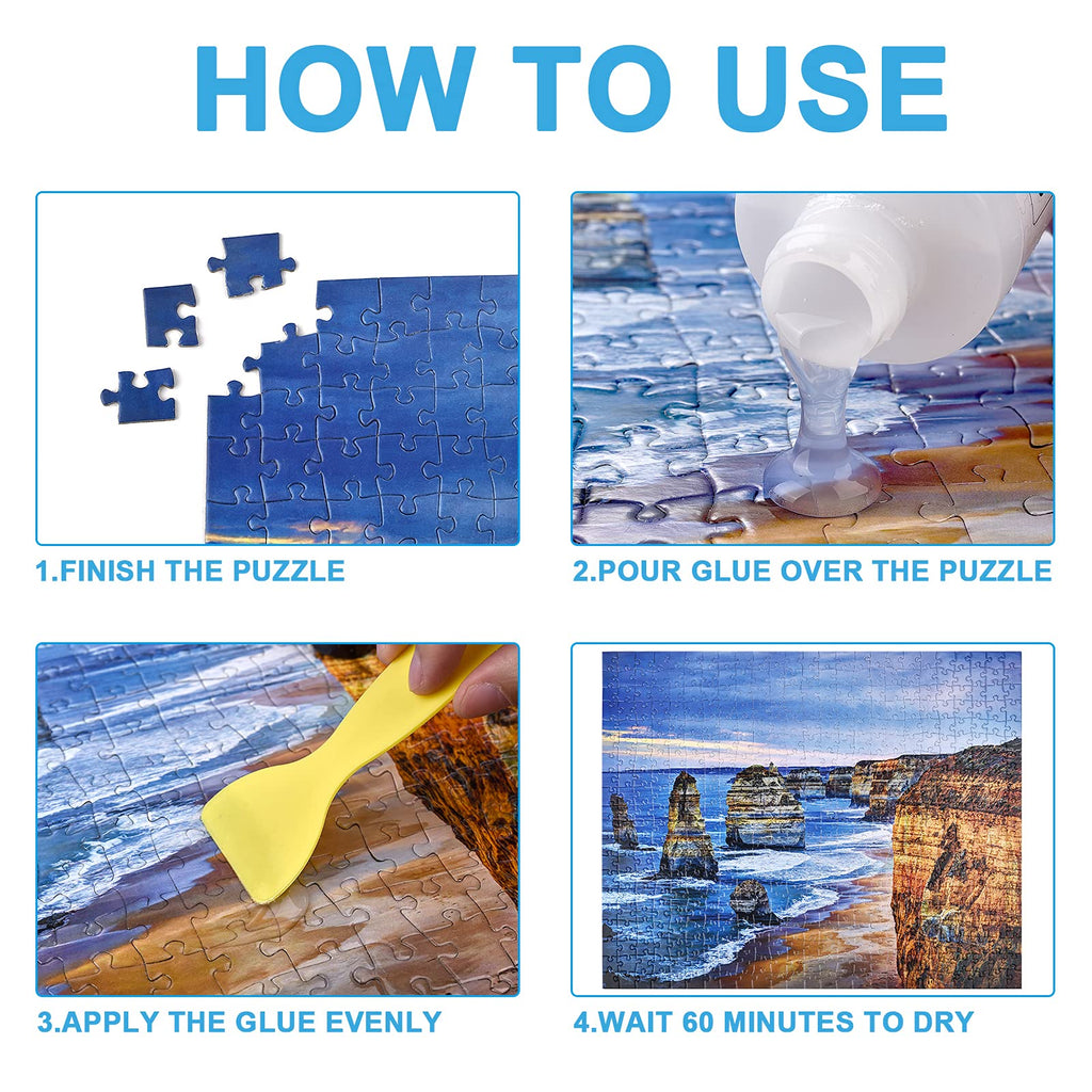 YAKAMOZ Clear Jigsaw Puzzle Glue with Precision Applicator – Non-Toxic, Quick Dry & Water-Soluble for Puzzles up to 10000 Pieces (400ML)