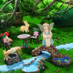 Roowest 19 Pcs Fairy Garden Kit, Miniature Fairy Garden Accessories Outdoor