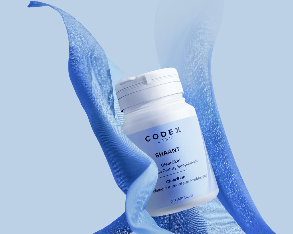 Codex Labs Shaant Clear Skin Supplement – 60 Vegan Capsules | Acne Probiotics with 9-Strain Blend, Green Tea EGCG & Guggul – Daily Support for Acne-Prone Skin & Clear Complexion