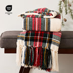 EverGrace Chenille Christmas Throw Blanket, 50"x60", White Stewart Plaid