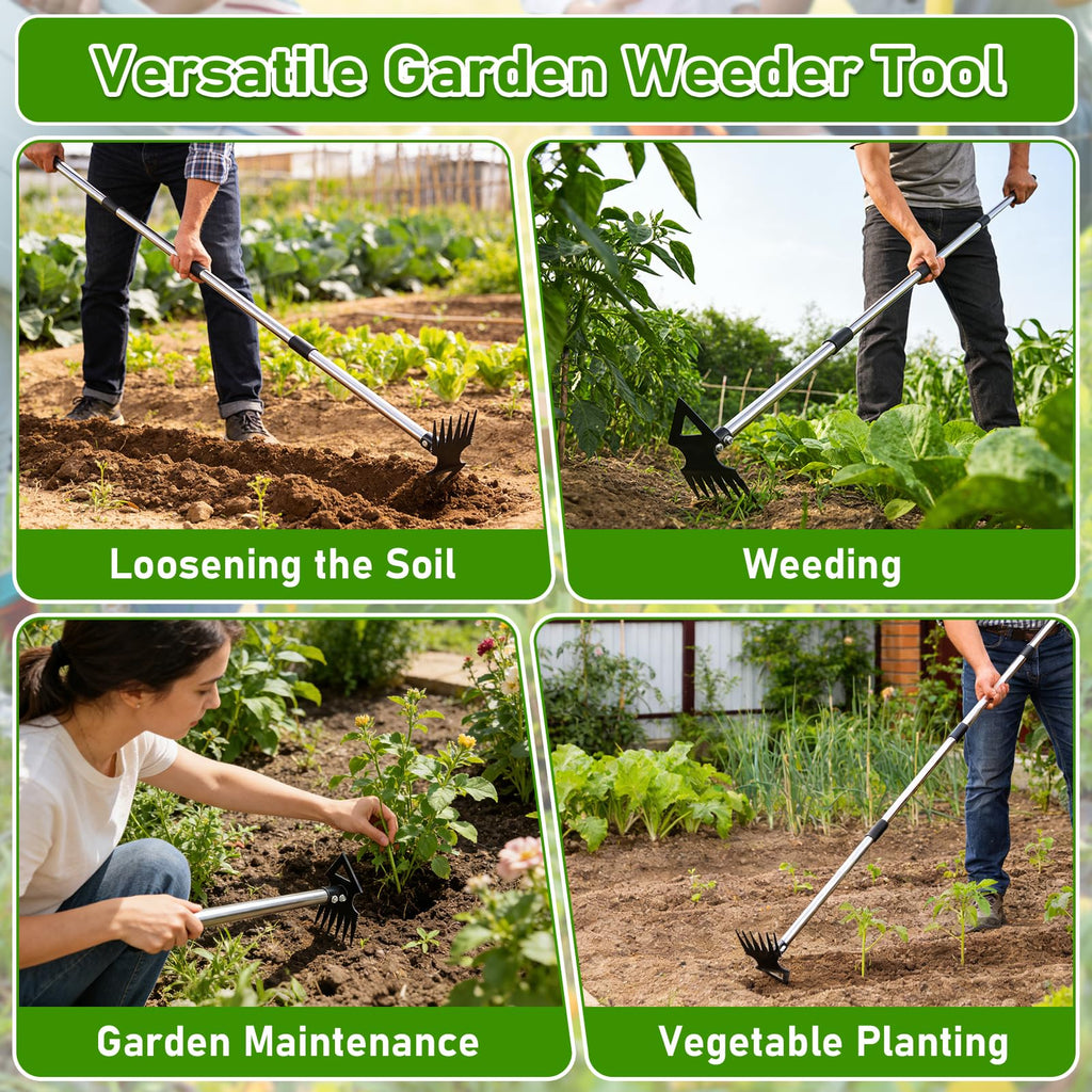 Upgraded Weed Puller Tool with Long Handle, 56" Manual Weeder Remover Tool