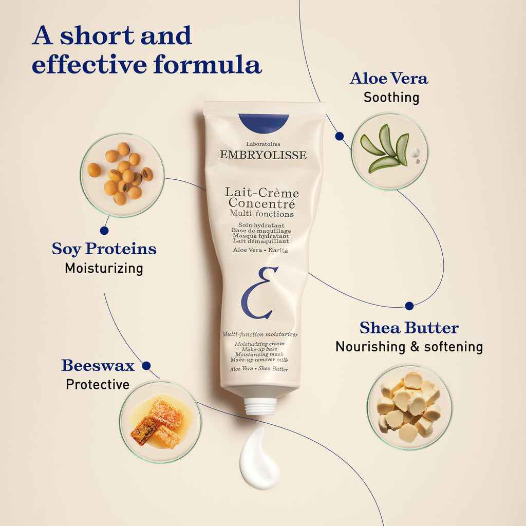 Embryolisse Lait-Crème Concentré, Multifunction Daily Face Moisturizer and Makeup Primer, Suitable for All Skin Types. French Face Cream With Shea Butter & Aloe Vera, 2.54 FlOz