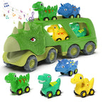 Veslier Dinosaur Car Toys for2 3 4 5 Years Old Boys, Friction Power Carrier Truck with 4 Pack Small Pull Back Dino Car, Christmas Birthday Gift for 3+ Boy Girl Kids Toddlers