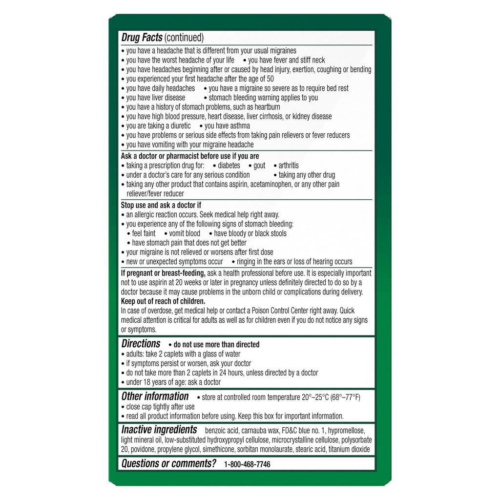 Excedrin Migraine Relief Caplets to Alleviate Migraine Symptoms - 200 Count