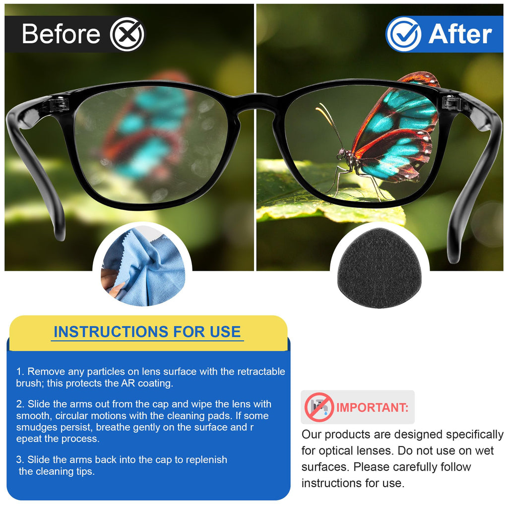 Enhon 8 Pcs Replacement Cleaner Pads Compatible with CarbonKlean Eyeglass Cleaner, Eye Glasses Cleaning Brush Pad Tool, for Cleaning Fingerprint of Lens and Glasses