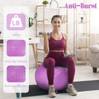 Fitvids Anti-Burst and Slip Resistant Exercise Ball Yoga Ball Fitness Ball Birthing Ball with Quick Pump, 2,000-Pound Capacity, Purple, 30-inch, XL
