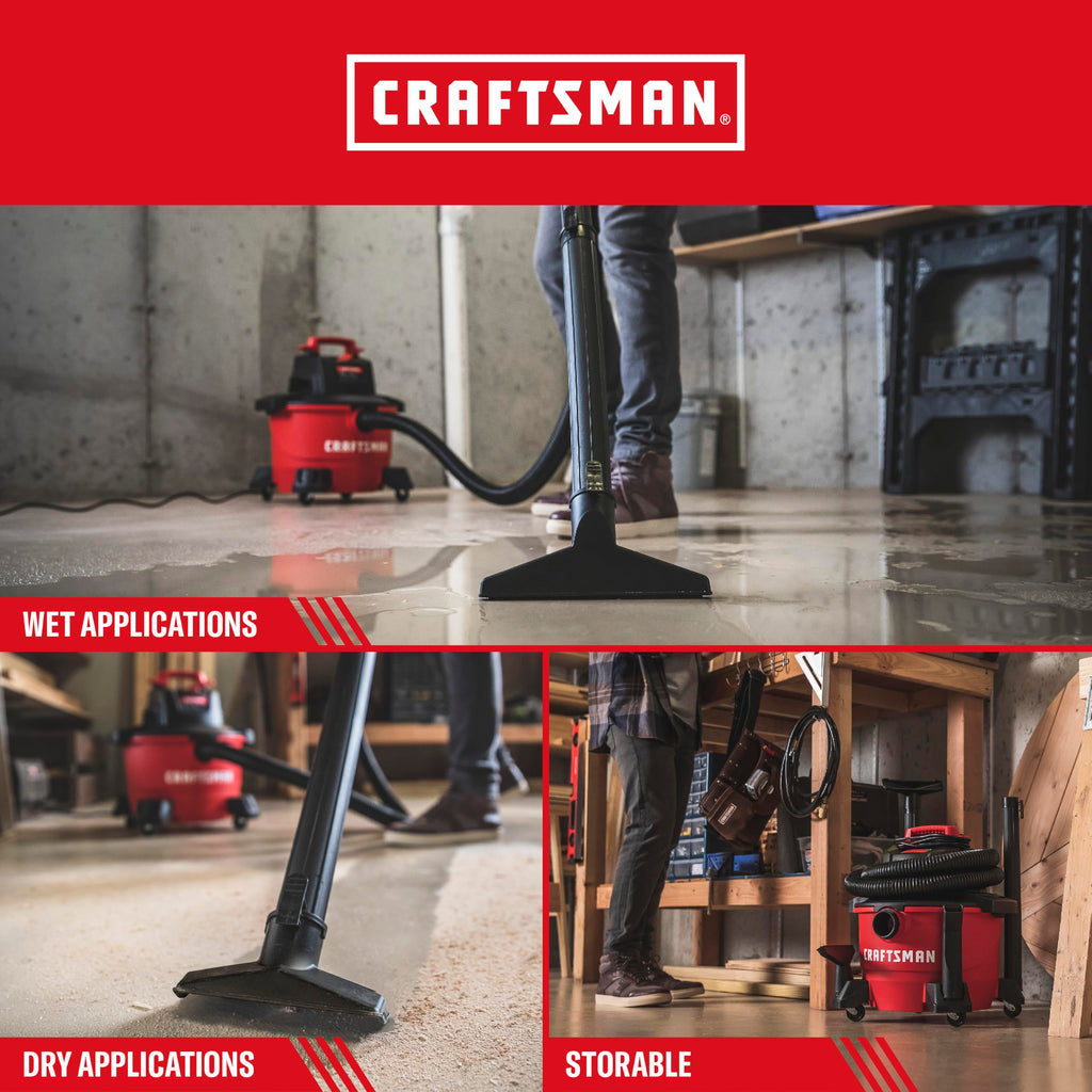 CRAFTSMAN CMXEVBE17584 6 Gallon 3.5 Peak HP Wet Dry Shop Vacuum
