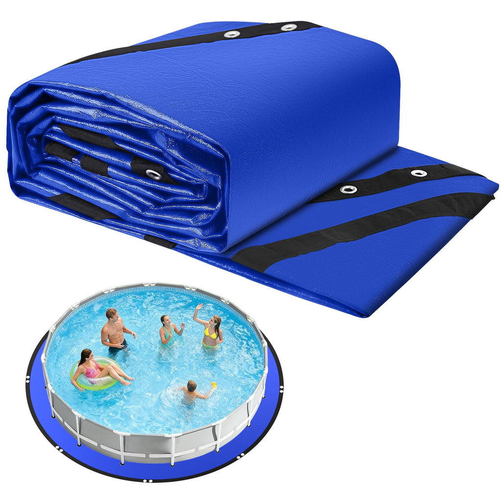 REGMICS 24FT Round Pool Liner Pad for Above Ground Pools, 165 GSM Thickened Puncture-Resistant Under Mat (25FT Actual), Heavy-Duty Underlayment with Metal Grommets