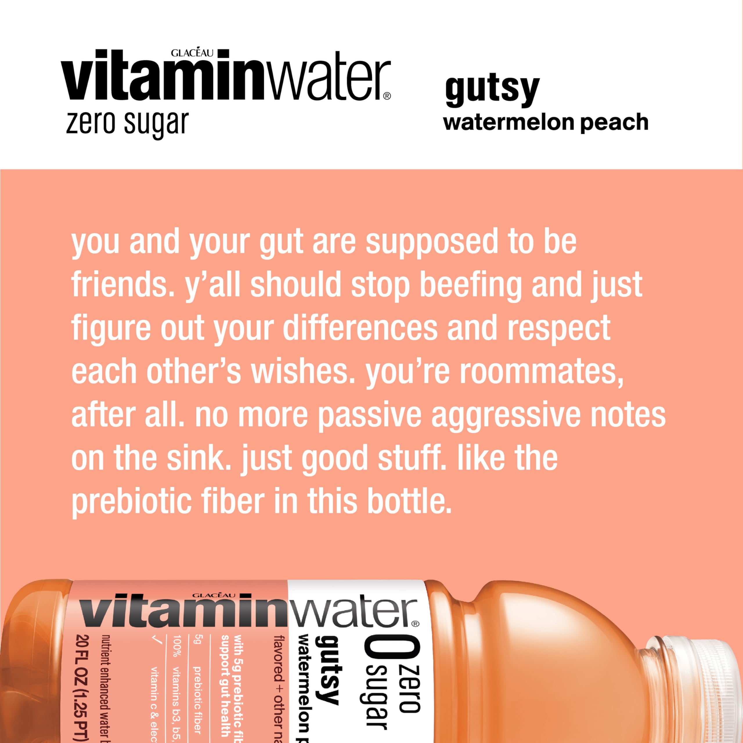 vitaminwater zero sugar gutsy Bottles, 20 fl oz, 12 Pack