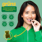 Gruns Adult Super Greens Gummies, 10 Pack, Superfood Gummy Bears with Spirulina, Chlorella & Prebiotics for Digestive Health, Adaptogens Supplement with 20 Vitamins & Minerals, Low Sugar