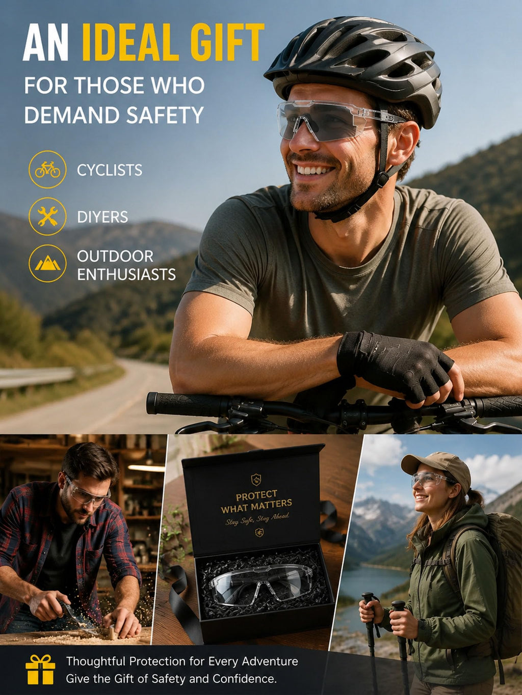 FOSHANEER UV400 Photochromic Polarized Safety Glasses - Impact Resistant Outdoor Sports Eyewear with Transition Lenses - Anti-Glare Protective Work Sunglasses for Cycling, Driving & Fishing (Bule)