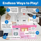 Step2 Fun with Friends Kids Kitchen Playset, Indoor/Outdoor Kitchenette, Interactive Play with Lights and Sounds, Durable Plastic, Includes 25 Piece Toy Accessories, Toddlers 2+ Years Old, Pink