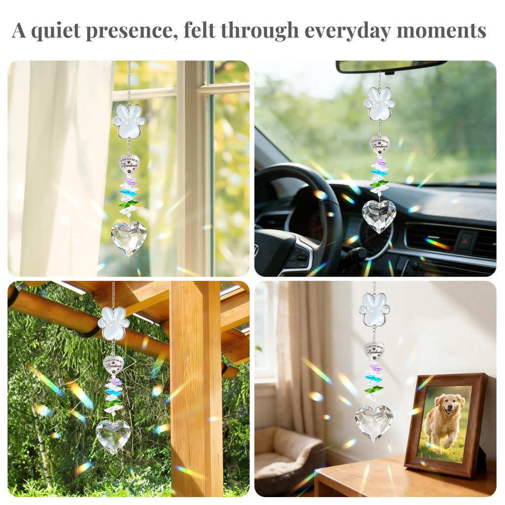 Pet Memorial Gifts for Loss of Dog or Cat, Paw Print Crystal Suncatcher