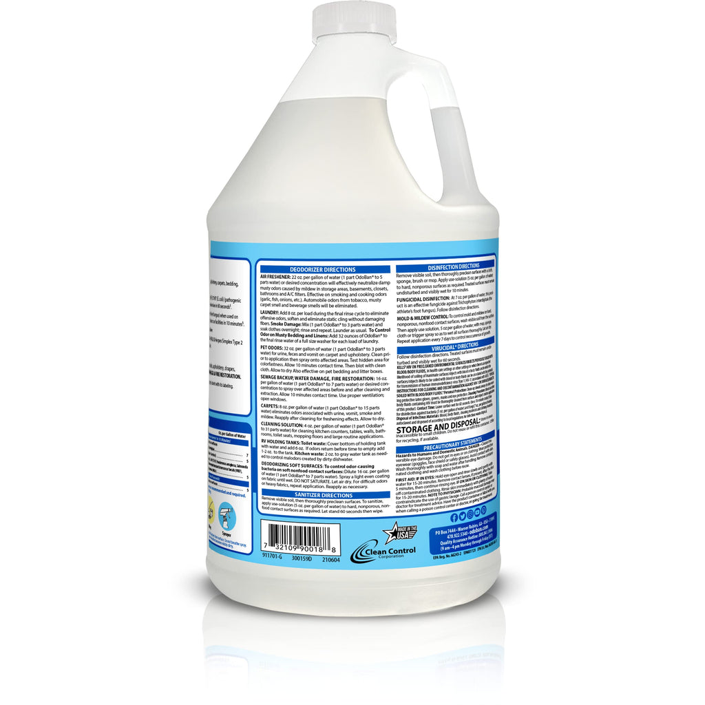 OdoBan Disinfectant Concentrate and Odor Eliminator, Made in the USA, Fresh Linen Scent, 2 Gallons