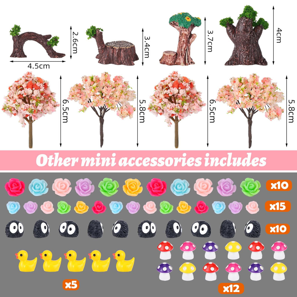 HIYZI 93 Pcs Fairy Garden Accessories Miniature House Figurines Kit