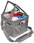 Savvy Lyfe Reusable Drink Carrier with Handle – Tip-Resistant 4 Cup Carrier with Shoulder Strap for Delivery – Insulated, Foldable, Adjustable Dividers – Portable Caddy Tote Bag, Drink Holder for Car