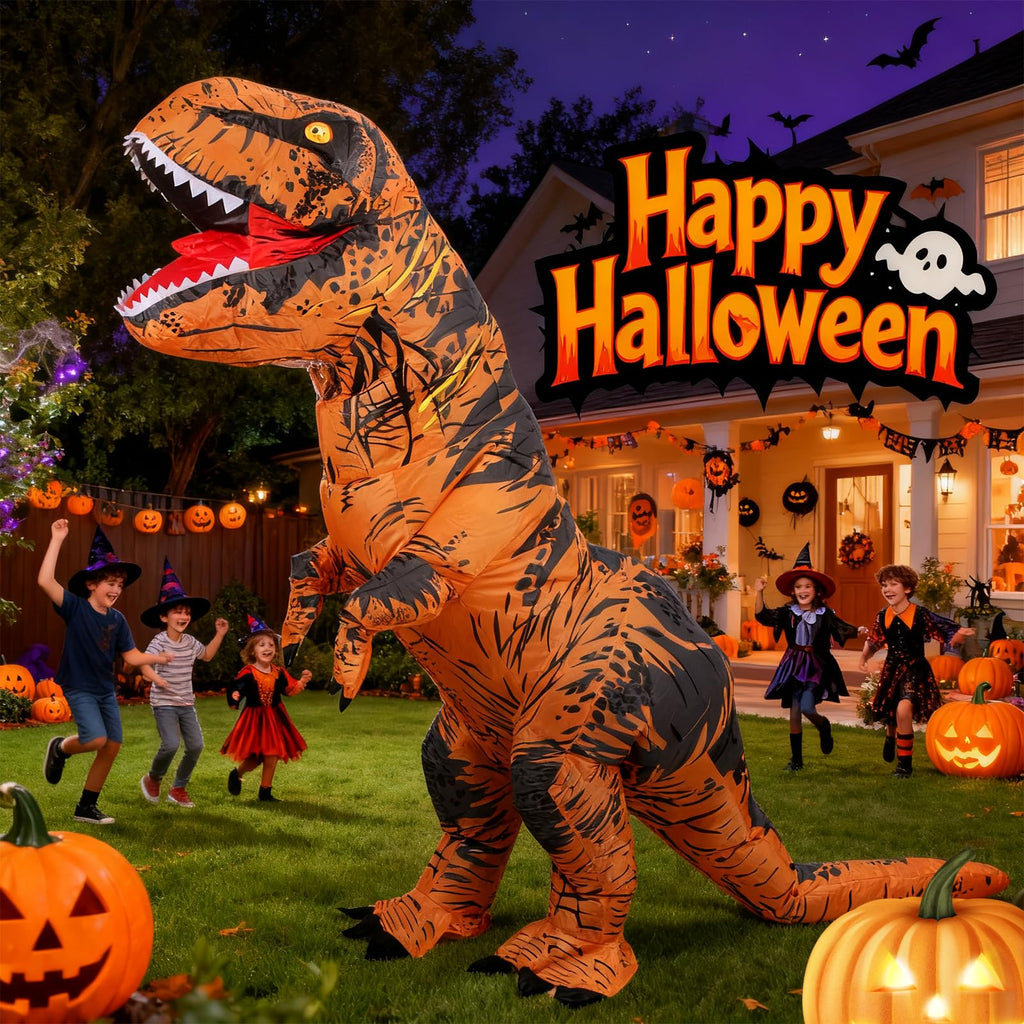 JASHKE Inflatable Dinosaur Costume Adults, Halloween Blow up T-Rex Costume