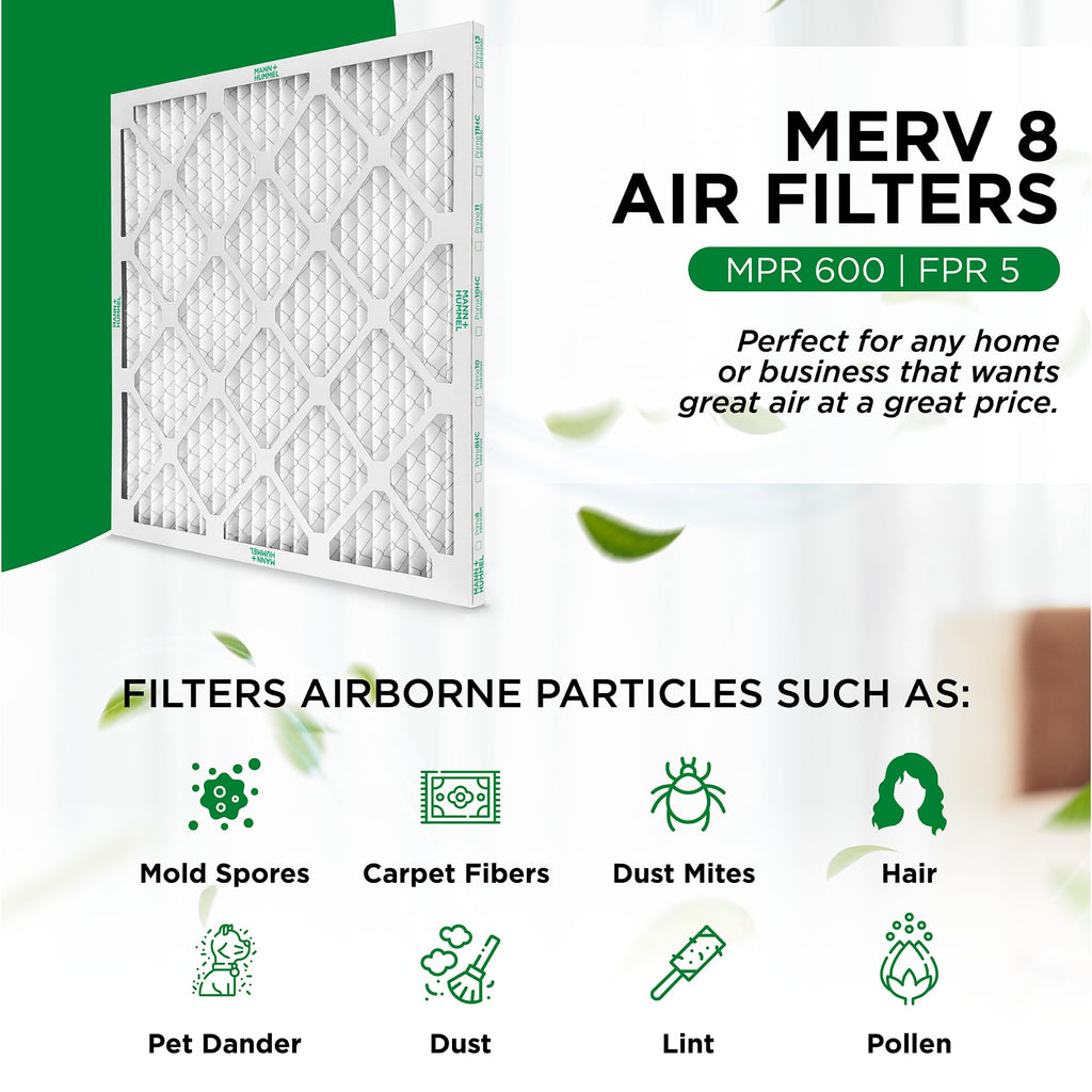Mann+Hummel 13 x 21-1/2 x 1 MERV 8 Pleated HVAC AC Furnace Air Filters. Case of 12. (Exact Size: 13 x 21.5 x 0.75 Inches)