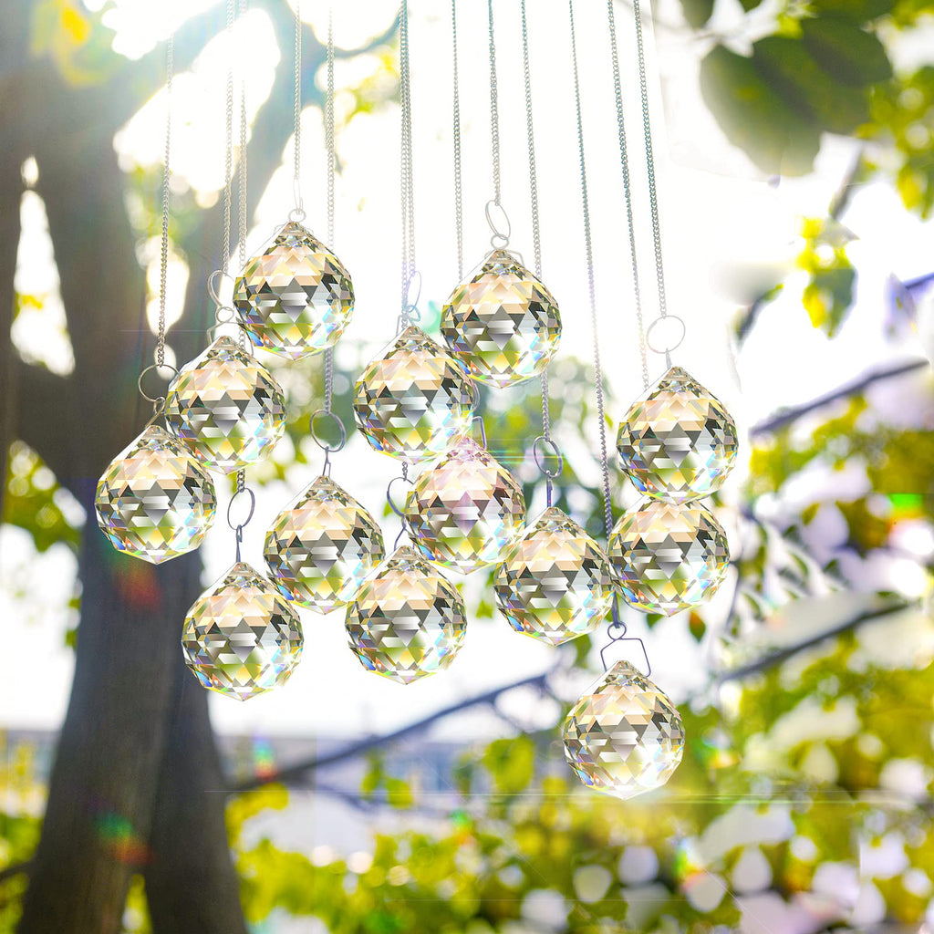 MerryNine Clear Crystal Sun Catcher Suncatcher Prism Ball with Metal Chains