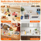 8 Pcs Clear Acrylic Buffet Risers with LED Fairy Lights, Acrylic Food Risers with Mini Sign and Maker, Clear Buffet Risers and Stands for Party Catering Dessert Collectibles(9" 8" 7" 6" 5" 5" 4" 4" )