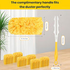 Heavy Duty Duster Refills for swiffer Duster, Disposable Dusters Kit for Cleaning Dusting Furniture Blind Ceiling Fan, Electrostatic Lock-Dust Technology 360 Feather Duster，60 Duster and 1 Handle