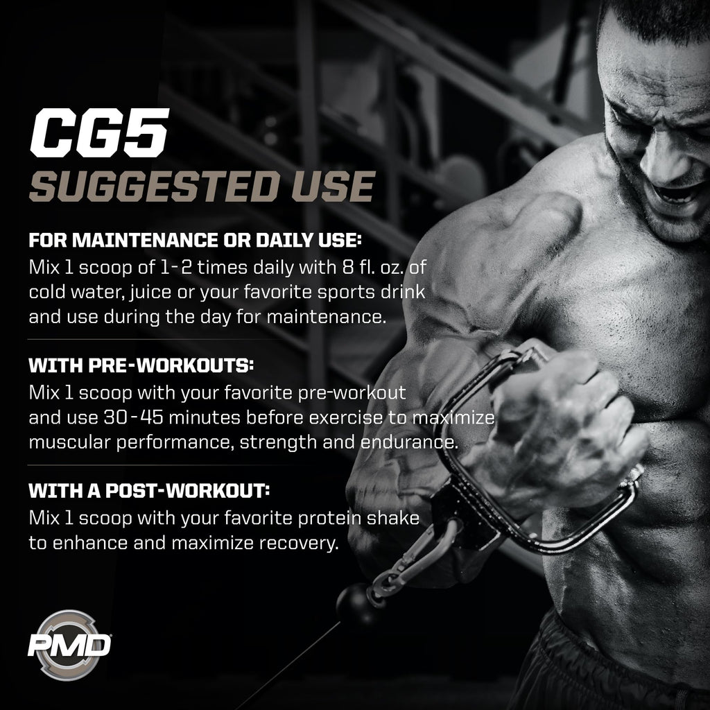 PMD Sports CG5 Premium Creatine & L Glutamine Powder, Power Recovery, Build Lean Muscle, Increase Workout Performance, Maximum Strength Pre Workout & Post Workout, Unflavored, 60 Servings