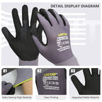 LOCCEF Work Gloves MicroFoam Nitrile Coated-6 Pairs,Seamless Knit Nylon Gloves,Gray Work gloves (Grey 36-Pairs, 10/XL)
