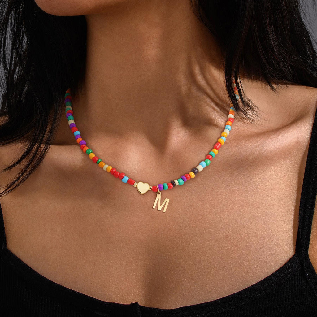 Eaciy Dainty Colorful Initial Necklace for Women Trendy Jewelry Gifts