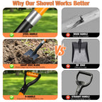 28-Inch Mini Garden Shovel, Kids Small Shovel, Fiberglass Handle with D-Grip & Alloy Steel Head for Car Emergency Kit, Beach, Planting & Light Duty Digging (Orange)
