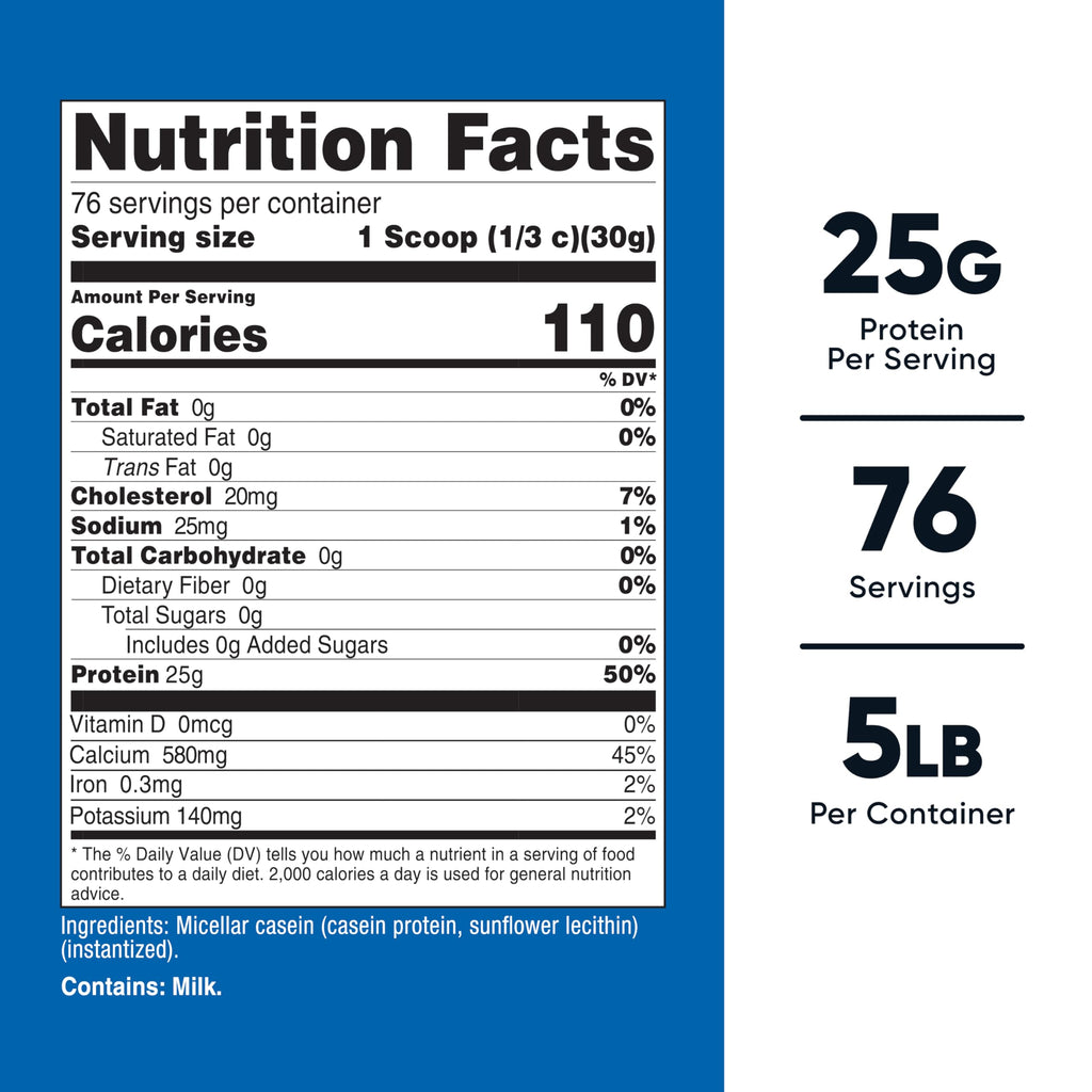 Nutricost Casein Protein Powder 5lb - Micellar Casein, Non-GMO, Gluten Free (Unflavored)