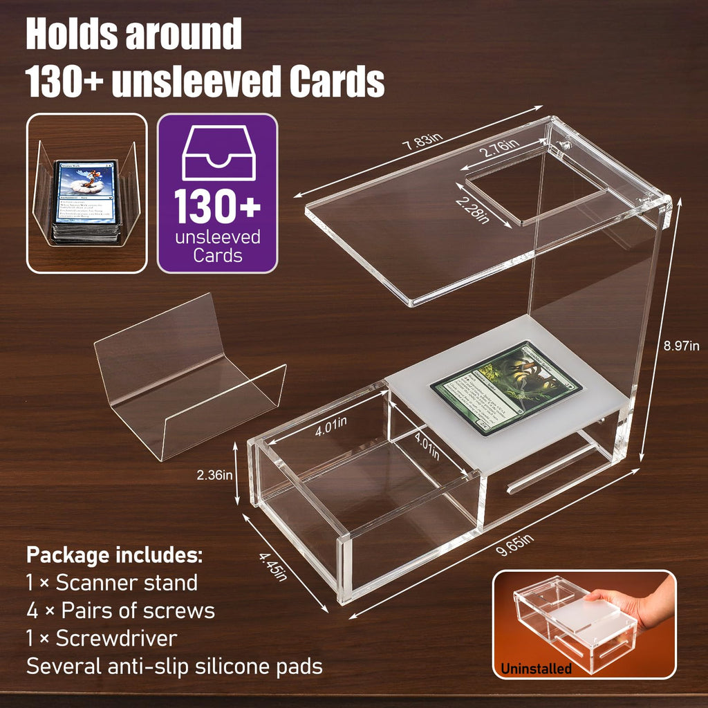 Clear Acrylic Sleeved MTG Cards Scanner Stand, Photo Stand, Trading Card Scanstand Compatible with Manabox, TCGplayer App, Sleeved and Unsleeved Cards Accessories
