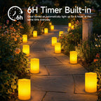 Homemory 6" x 9" Extra Large Outdoor Waterproof Candle with Auto 6-Hour Timer, No Remote, Ivory Plastic Made, Long Last for Half A Year