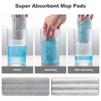 JOYMOOP Mop Replacement Pads, 4-Pack 13" × 4.9" Microfiber Flat Mop Refills, Dual Grey & Stripe Pads for Wet & Dry Cleaning, Fits JOYMOOP Mop Head Refills, Machine Washable, Durable, Scratch-Free