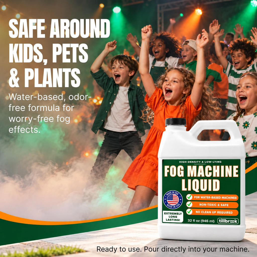 Fog Machine Liquid, 32 oz, High-Density, Long-Lasting, Water-Based Formula