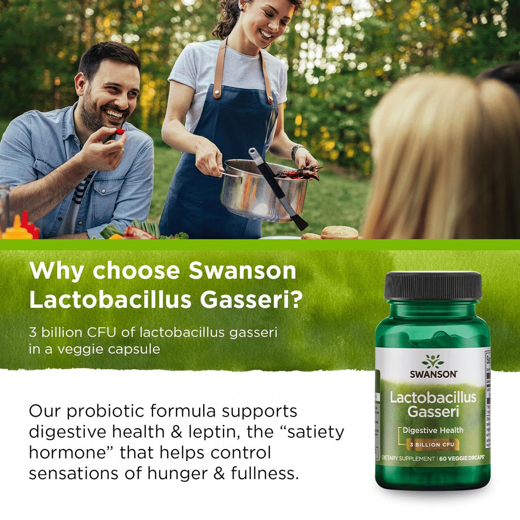 Swanson Lactobacillus Gasseri - Vegan Probiotic Supplement - Supports Energy Metabolism & Gut Health* - No Refrigeration Required - 60 Veggie Capsules