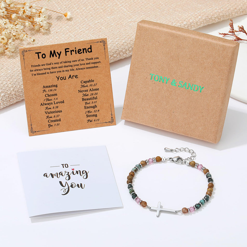 Best Friend Friendship Gifts for Women, Christian Cross Bracelet
