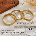 Awinesn 18K Gold Plated Bracelets for Women Gold Bangles for Women Chunky Bangle Bracelets Bracelets Stack Tarnish Free Bangle Set of 3 Accessories for Her Gifts