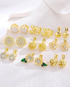 Jannisa 18 Pairs Clip on Earrings for Women Teens Girls (gold)