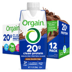 Orgain 20g Clean Grass Fed High Protein Shake, Chocolate, 11 oz, 12pk