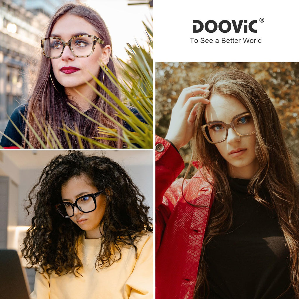 DOOViC 3 Pack Oversized Reading Glasses for Women Blue Light Blocking Square Stylish Computer Readers +1.75 Strength