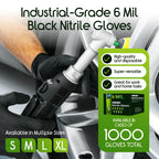 Inspire HEAVY DUTY 6Mil ORIGINAL Quality Stretch Nitrile Gloves Black Disposable Latex Free | Food, Industrial, Mechanic Tattoo (6Mil Black, XXL)