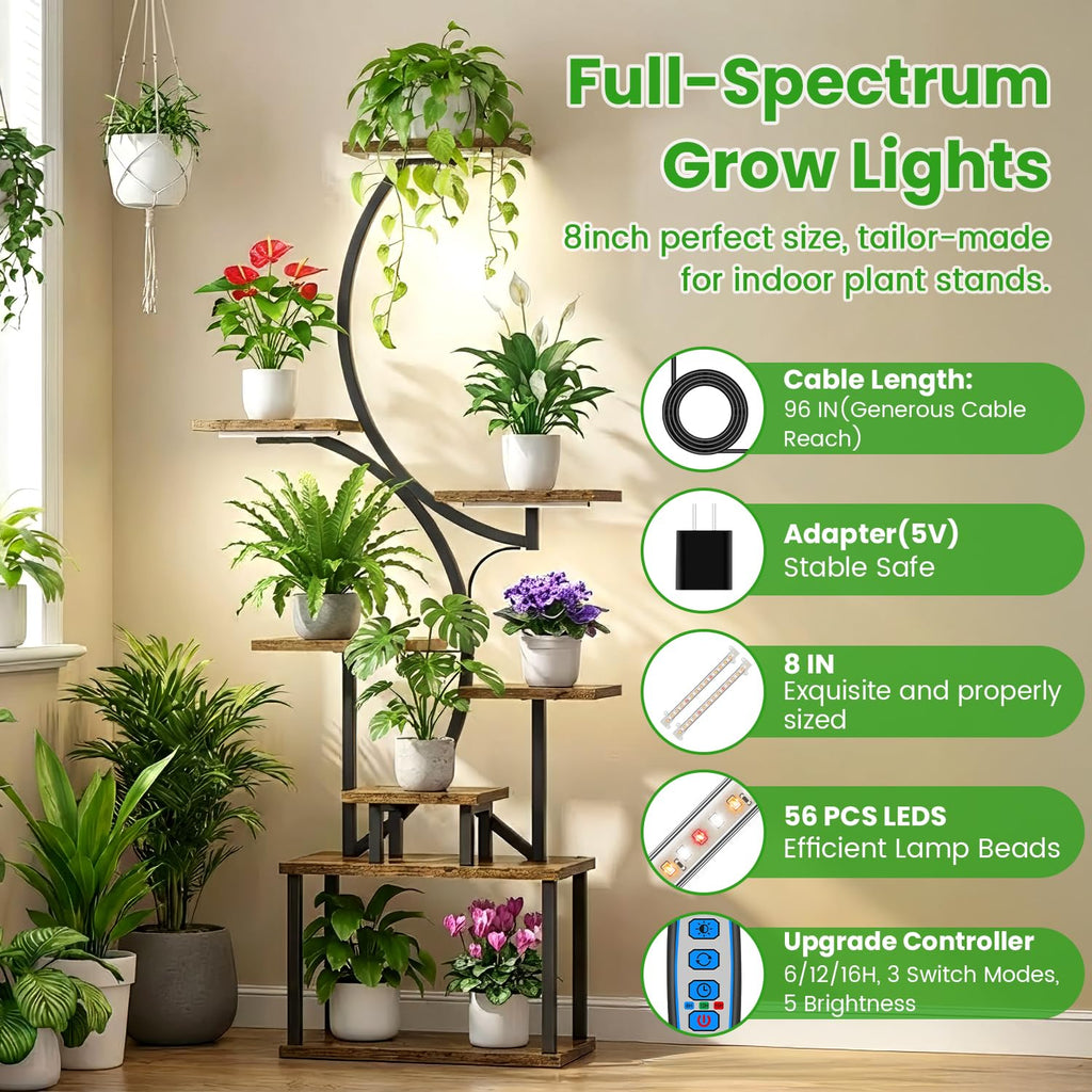 Wiaxulay 8in Grow Lights for Indoor Plants, Full Spectrum Plant Light Strip