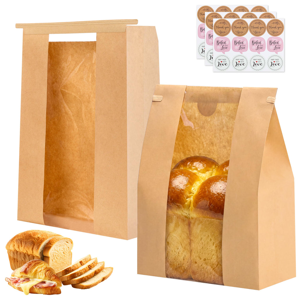 Moretoes 20pcs Bread Bags for Homemade Bread with Tab, 13.7x8.3x3.5In