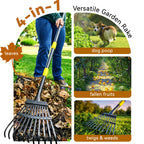 Rake, Garden Leaf Rakes for Lawns Heavy Duty, Yard Metal Rake Tools with 9" Small Narrow Rake Head, 65” Adjustable Long Handle, 11 Steel Tines, Quick Clean up Rake for Shrub, Flower Bed, Camping