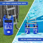 2 Pack 25L/75lb Universal Pool Step Weights 500D PVC Waterproof Swimming Pool Ladder Weights No Breaken Above Ground Pool Ladder Sand Bags, Foldable Pool Stair Weights for Pool Steps(Blue)