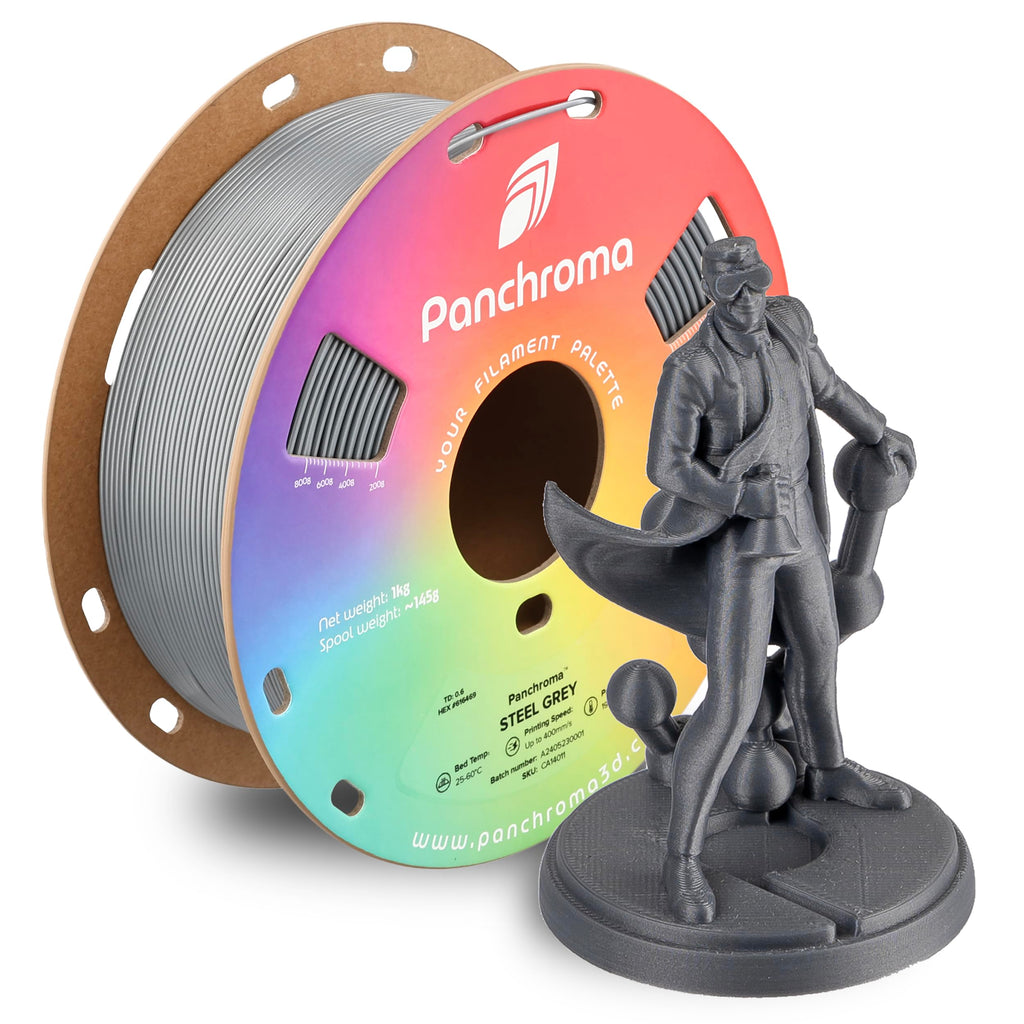 Polymaker Panchroma CoPE 3D Printer Filament, Steel Grey 3D Printing Filament 1.75mm 1kg, Prints Better Than PLA, Enables High Speed Printing, Compatible with Most 3D Printer, Steel Grey