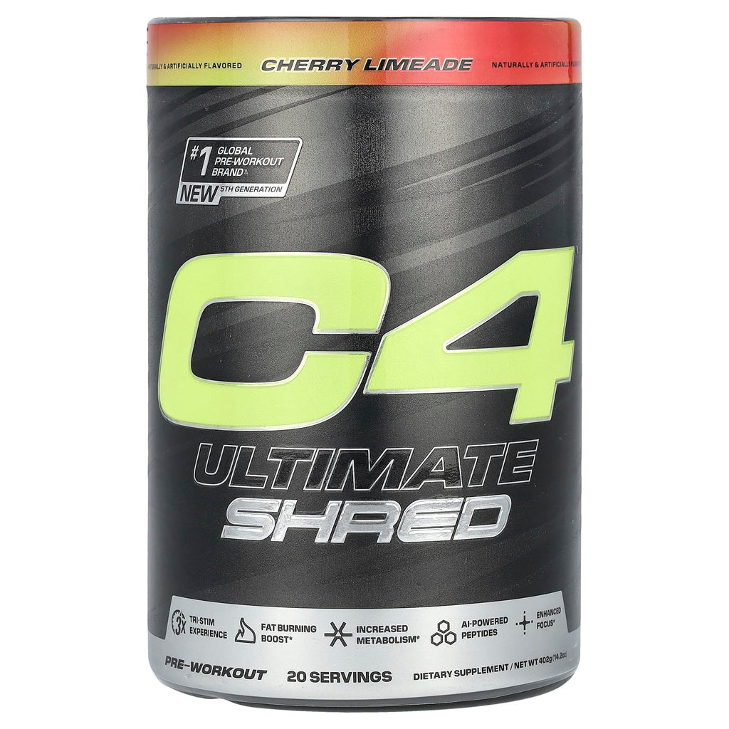 Cellucor C4 Ultimate Shred Pre Workout Powder, Metabolism Supplement with Cayenne Extract+300mg Caffeine+TeaCrine+Dynamine - Cherry Limeade, 20 Servings