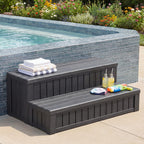 36.6” Hot Tub Steps with Storage, 780 lbs Load Capacity Heavy Duty Outdoor Spa Steps with No-Screw Snap Assembly, Non-Slip Universal Hot Tub Stairs for Spa, Pool, Patio, RV, Porch & Indoor Use, Black